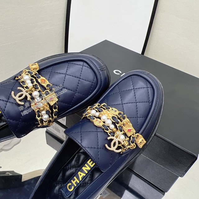 Chanel小羊皮休閒皮鞋單鞋 香奈兒22新款高版本鏈條樂福鞋 dx3168
